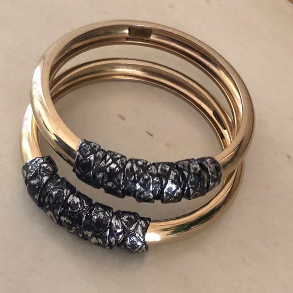 Kara Ross black Python Wrapped gold tone Bracelet - Picture 9 of 11